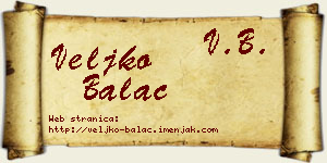 Veljko Balać vizit kartica